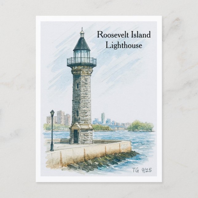 Cartão Postal Roosevelt Island Lighthouse NYC Postcard (Frente)