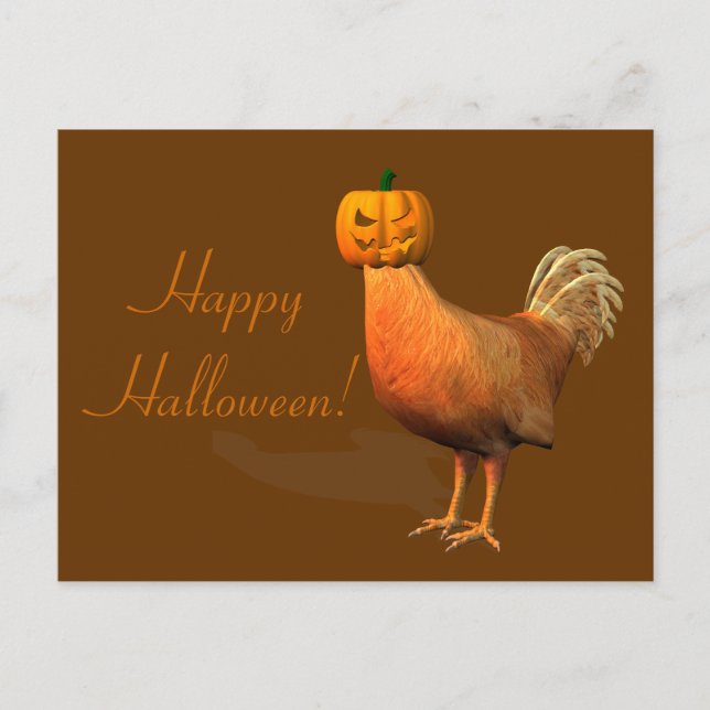 Cartão Postal Rooster do Halloween estranho (Frente)