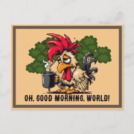 Cartão Postal Rooster Oh, bom dia, mundo!