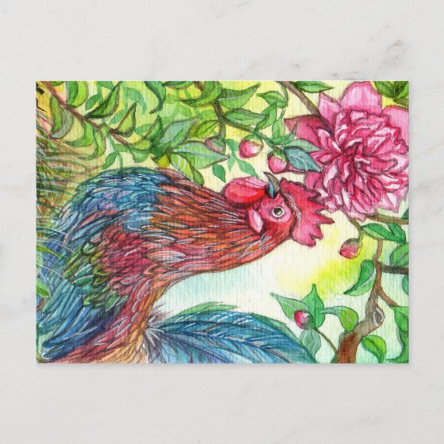 Cartão Postal Rooster Por Peony (Frente)