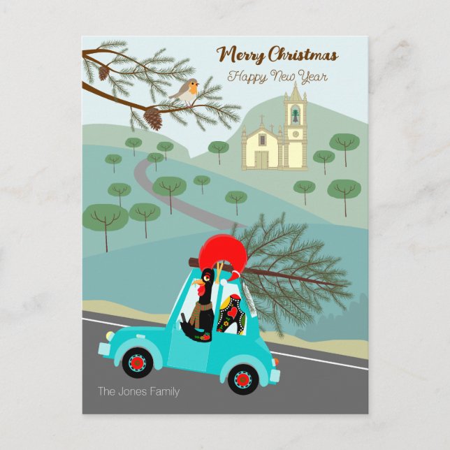 Cartão Postal Rooster Português de Natal (Frente)