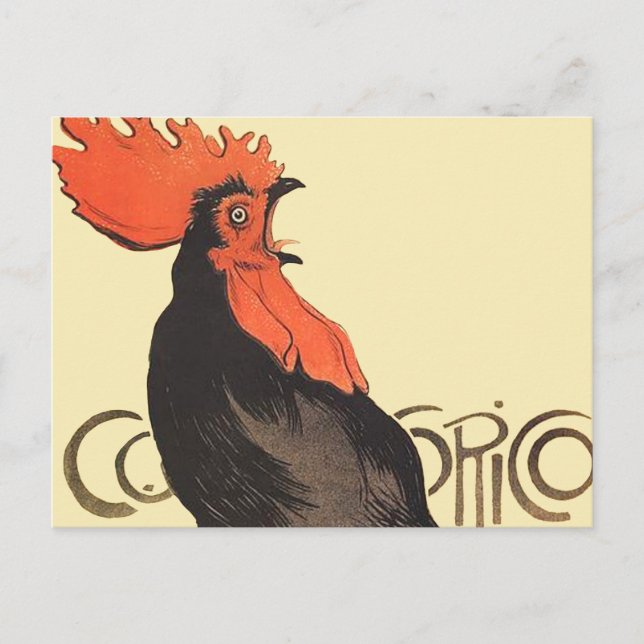 Cartão Postal Rooster Steinlen Cocorico Arte Francesa (Frente)