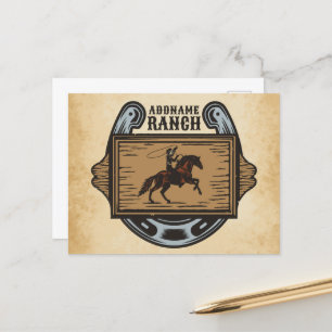 Cartão Postal Roping Cowboy ADD NAME Western Family Horse Rankin