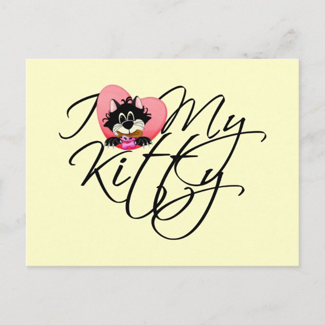 Cartão Postal Rosa, adoro meus Camisetas e presentes Gatinhos (Frente)