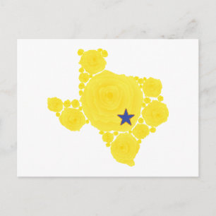 Cartão Postal Rosa amarela de estrela azul TX