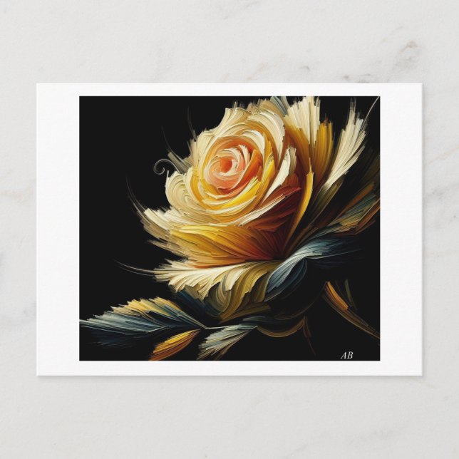 Cartão Postal Rosa amarela em preto, (Frente)