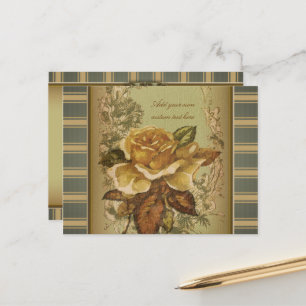 Cartão Postal Rosa antigo (verde) personalizado