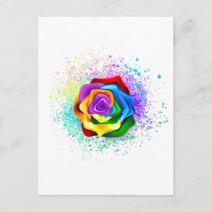 Cartão Postal Rosa Arco-Íris Colorida