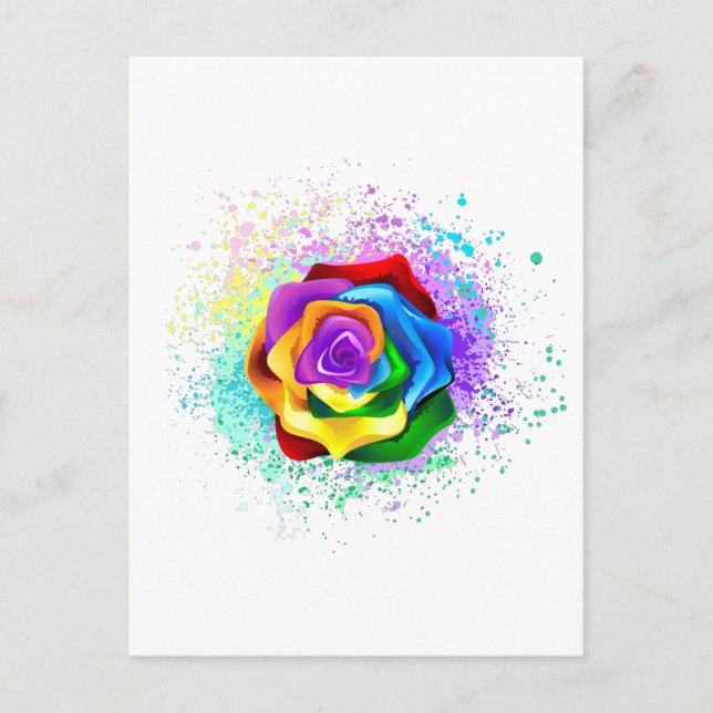 Cartão Postal Rosa Arco-Íris Colorida (Frente)