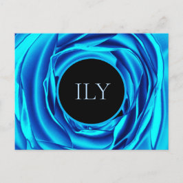 Cartão Postal Rosa Azul Metálico Vibrante "ILY" – Eu Amo Você