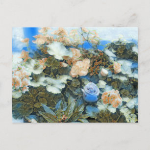 Cartão Postal Rosa AZUL NO BUQUÊ