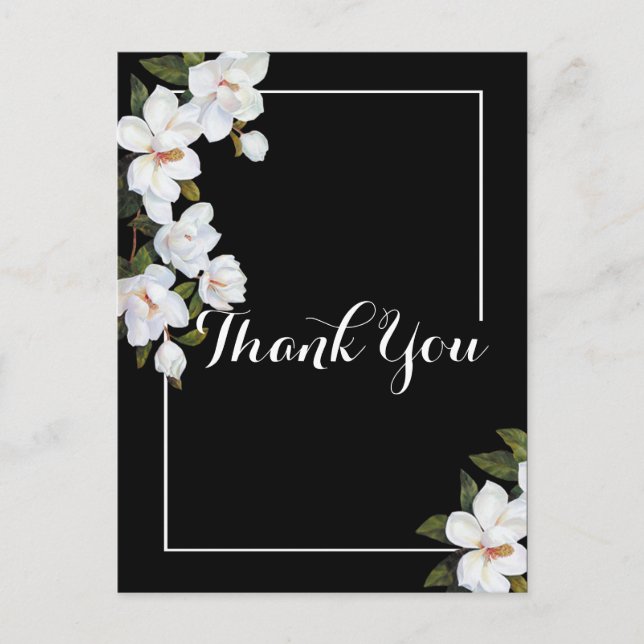 Cartão Postal Rosa Branca Vintage Obrigada (Frente)