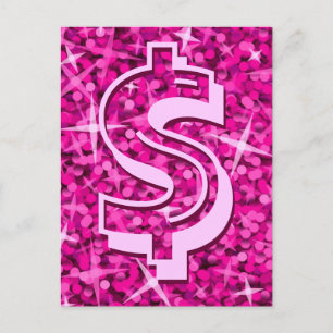 Cartão postal '$' rosa brilhante