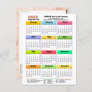 Cartão Postal rosa Calendário 2023 Dourada Stripes Moderna Corpo