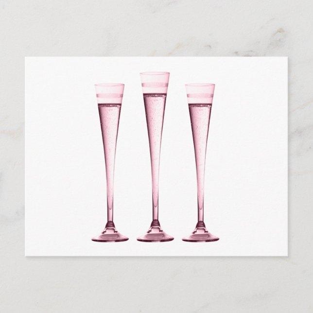 Cartão Postal Rosa Champagne Flutes (Frente)