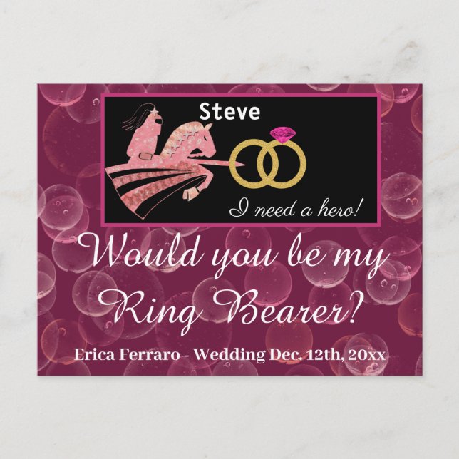 Cartão Postal Rosa champanhe e cavaleiro medieval para o toca-to (Frente)