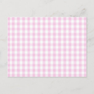 Cartão Postal rosa claro e padrão branco de gingham pré-molhado