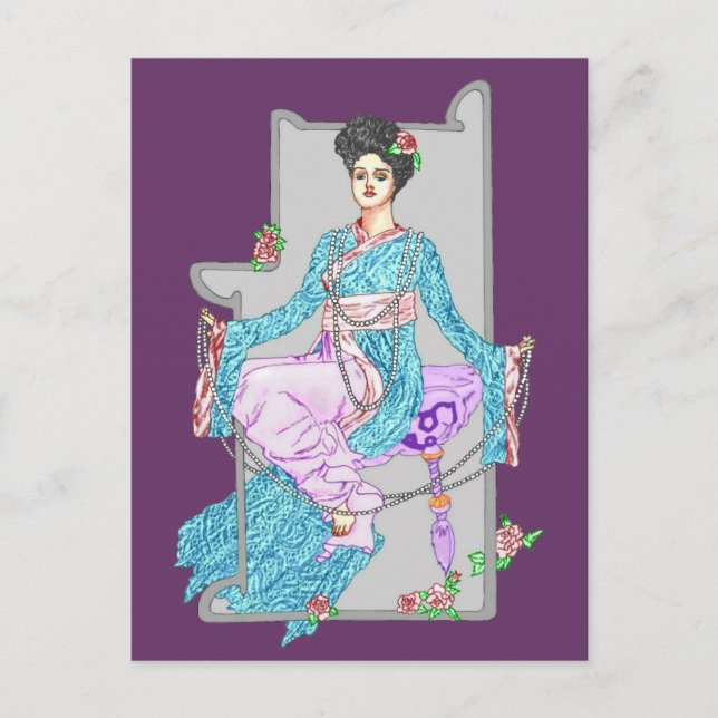 Cartão Postal Rosa da China & Pérolas (Frente)