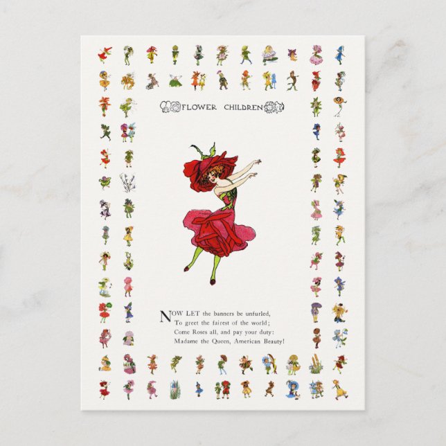Cartão Postal Rosa de Beleza Americana, Arte do Livro de Flores  (Frente)
