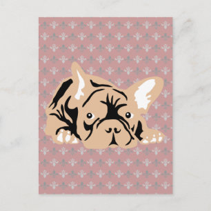 Cartão Postal Rosa de Buldogue Francês
