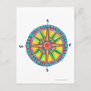 Cartão Postal Rosa de Compass