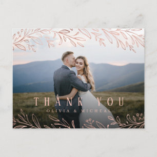Cartão Postal Rosa de Elegante obrigado de fotografia botânica