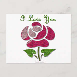 Cartão Postal Rosa De Estêncil Rosa Eu Te Amo