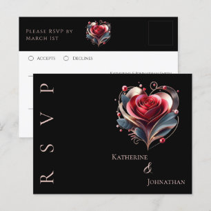 Cartão Postal Rosa de Forma Moderna - RSVP-Casamento -