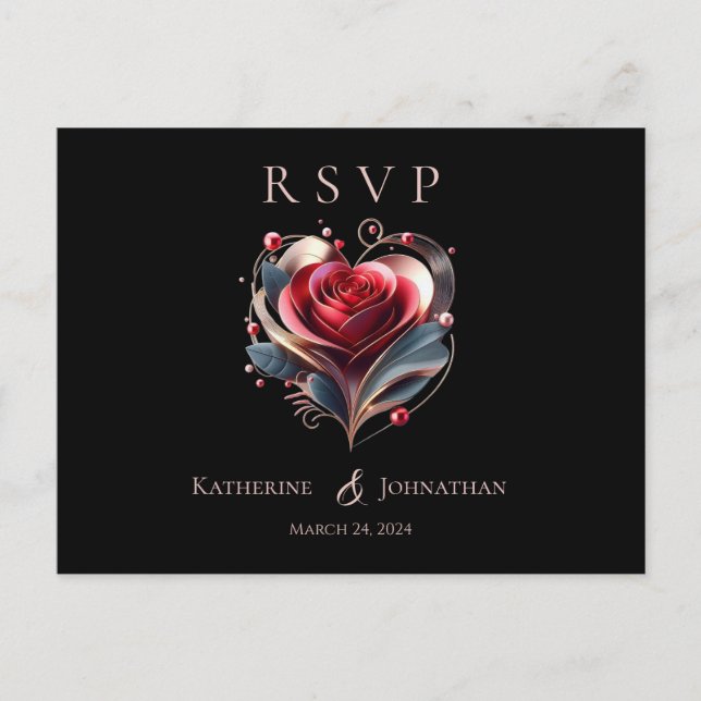 Cartão Postal Rosa de Forma Moderna - RSVP-Casamento - (Frente)