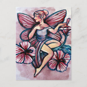 Cartão Postal Rosa de Sharon Hibiscus Fairy