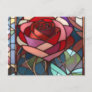 Cartão Postal Rosa de vidro retido
