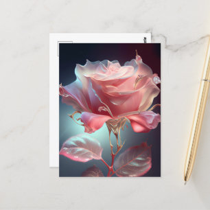 Cartão Postal Rosa de vidro translúcido - Rosa empoeirado
