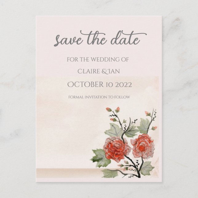 Cartão Postal Rosa de Vintage ( blush ) (Frente)