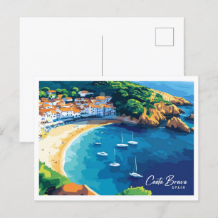 Cartão Postal Rosa de visualização aérea Espanha Costa Brava