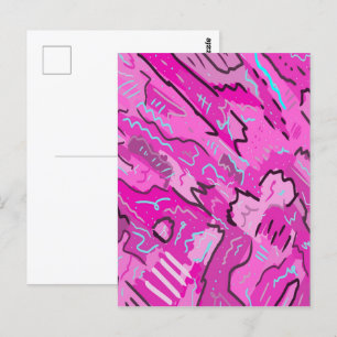 Cartão Postal Rosa! Diversão com Abstrato Art