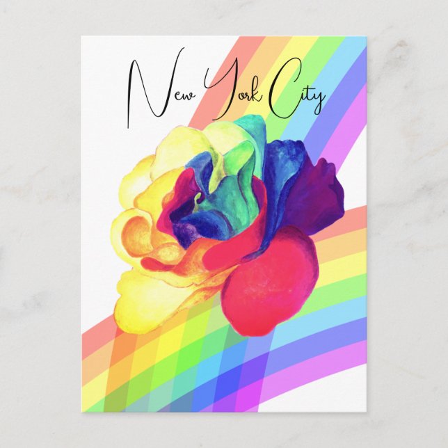 Cartão Postal Rosa do arco-íris colorido (Frente)