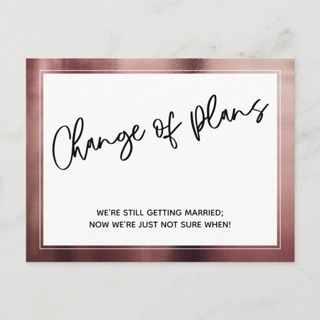 Cartão Postal Rosa Dourada Mudança de Borda de Planos Adiados de (Frente)