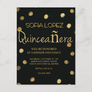 Cartão Postal Rosa Dourado Brilho Elegante Quinceañera 