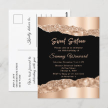 Rosa Dourado e Lágrimas Glam Black Sweet Sixteen