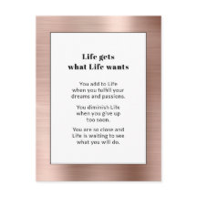 Rosa Dourado motivado metal escovado