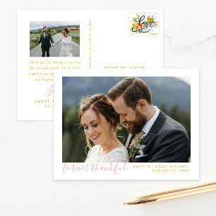 Cartão Postal Rosa Dourado para sempre Foto de casamento de agra