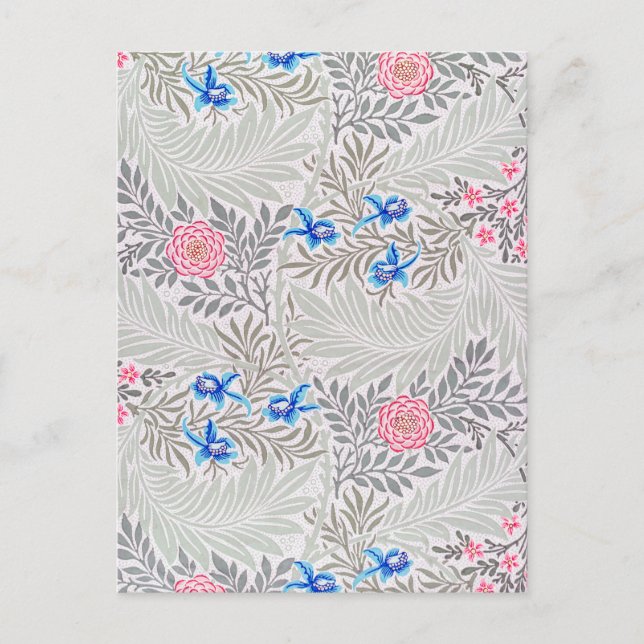 Cartão Postal Rosa e Larkspur, William Morris (Frente)