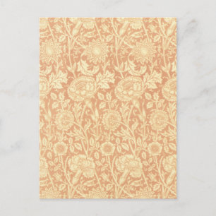 Cartão Postal Rosa e Rosa por William Morris, Flores Vintage