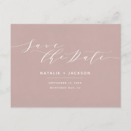 Cartão Postal Rosa-escuro + casamento elegante branco salvar a d