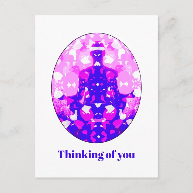 Cartão Postal Rosa Espiritual Sentando Yoga Pose Pensando em voc (Frente)