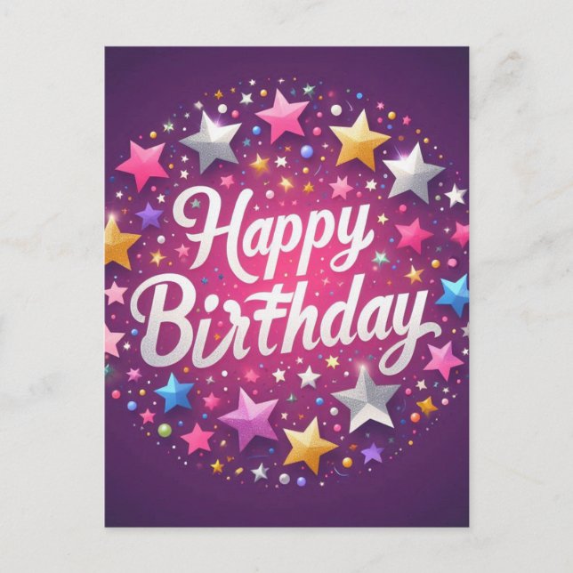 Cartão Postal Rosa Feliz Aniversário (Frente)