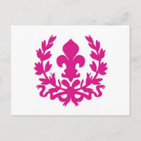 Cartão postal rosa Fleur de Lis