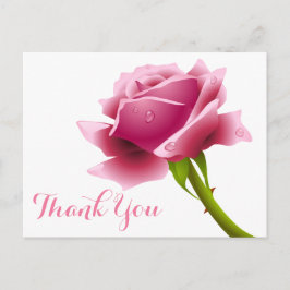 Cartão Postal Rosa Floral Obrigado Flores Rosa