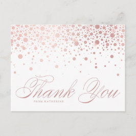 Cartão Postal Rosa Gold Foil Confetti Pontos Obrigado
