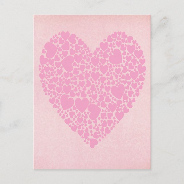 Cartão Postal Rosa Hearts (Frente)